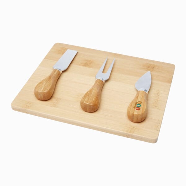 Ement bamboo cheese board and tools - Natural2
